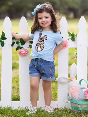 Stripes and Spots Bunny Denim Shorts Set