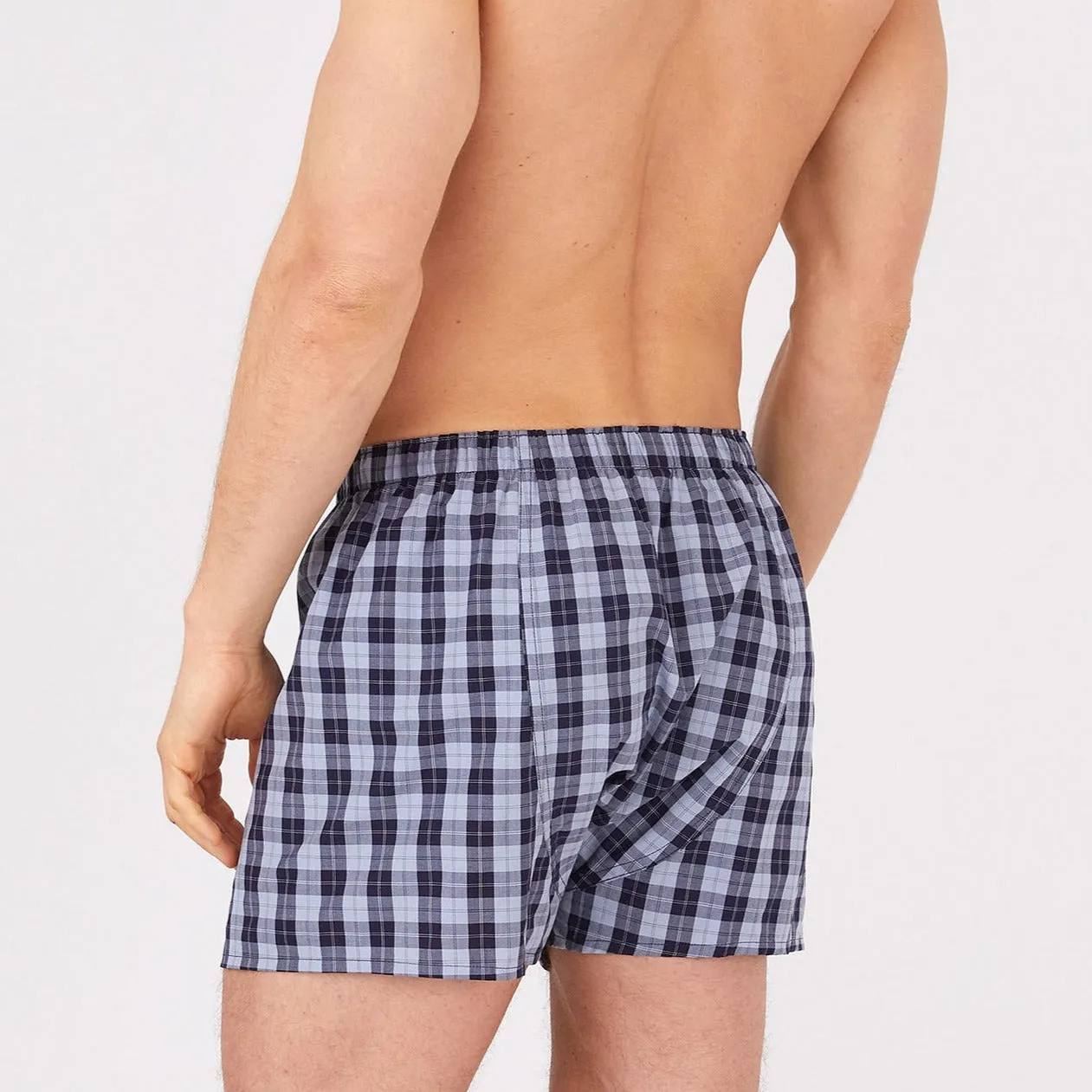 Sunspel  Boxer Short Blue Check