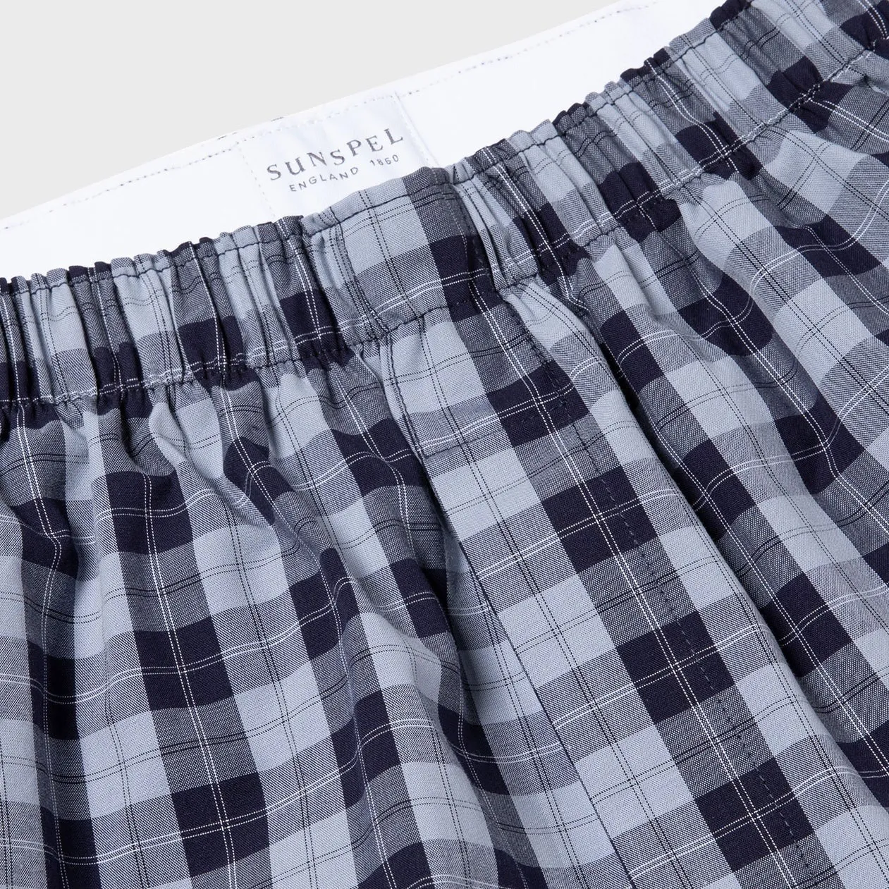 Sunspel  Boxer Short Blue Check