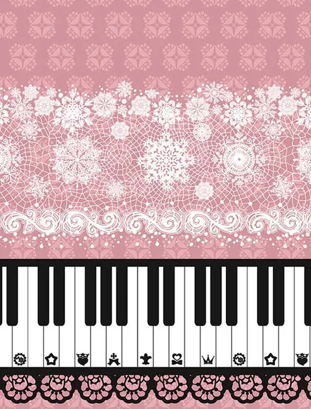 Sweet Pink Piano Print Lolita Skirt Lace Trim
