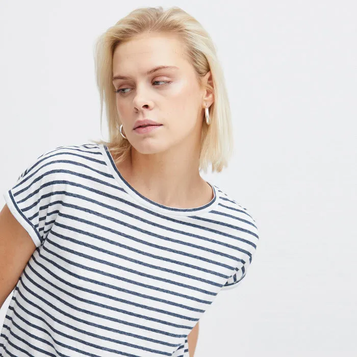 T-Shirt «YULIETTA» in Total Eclipse Stripe von ICHI