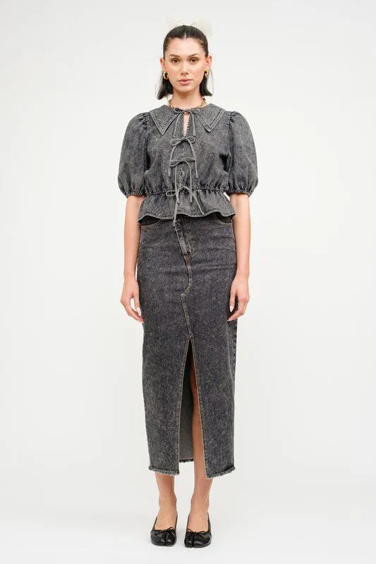 Take a Moment Denim Skirt