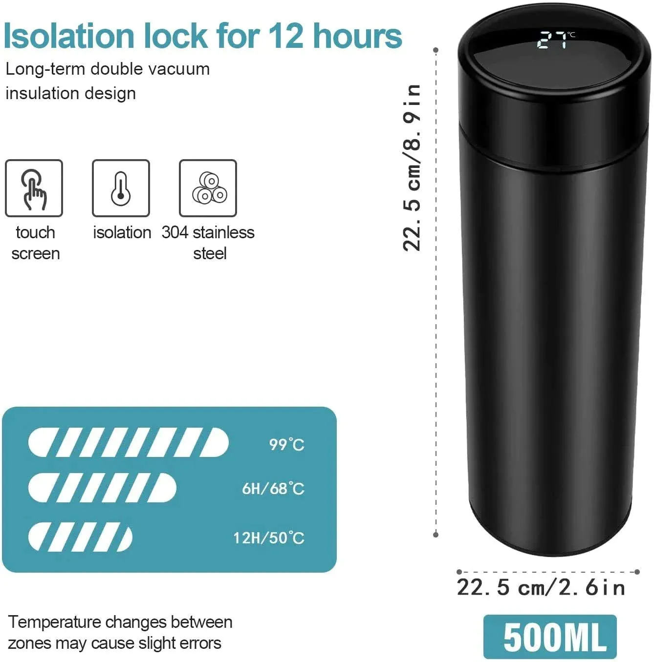 Temperature Bottle & Personalized All in One Men's Combo (4 pcs) - Black