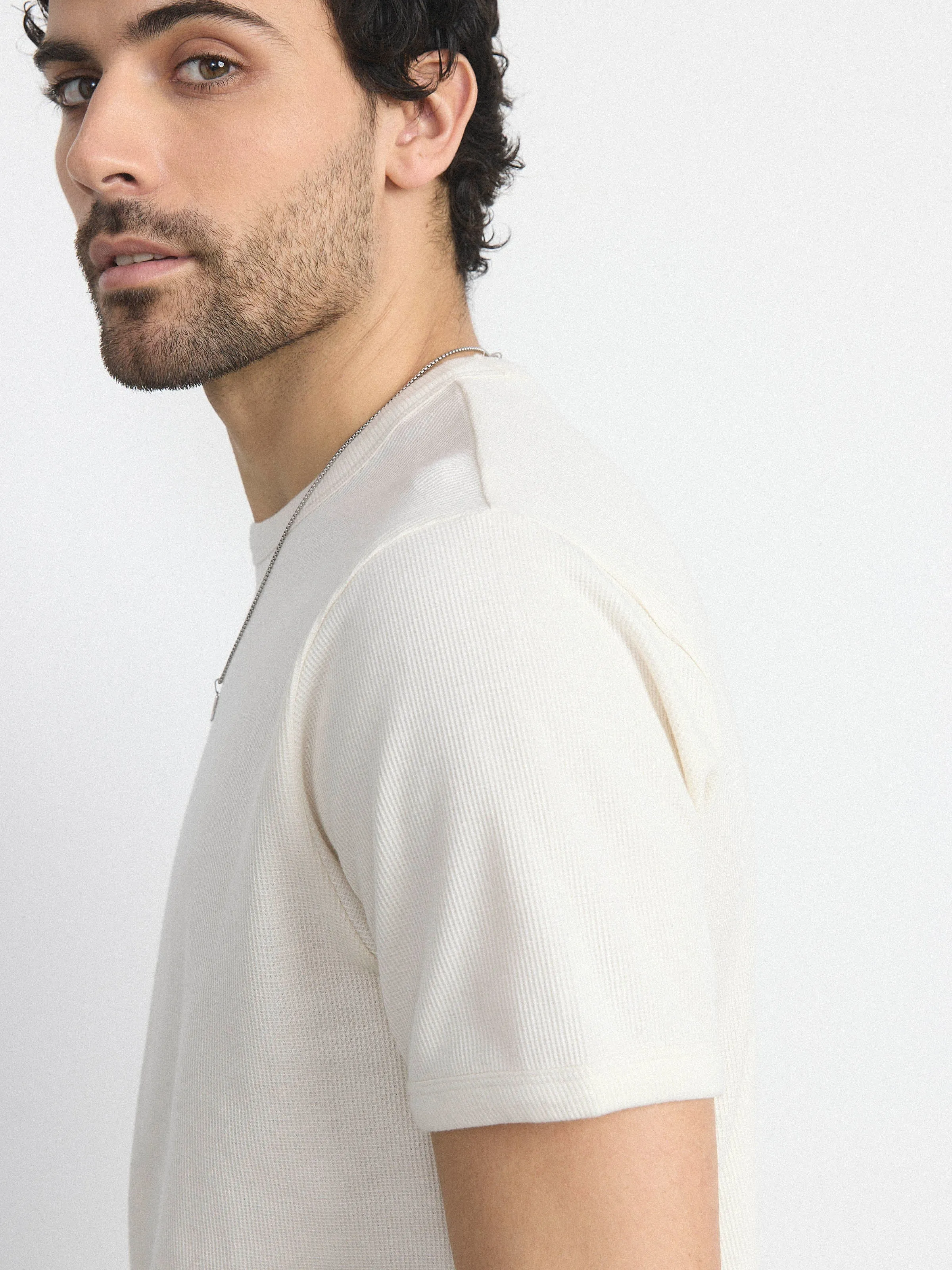 The Short Sleeve Ribbed T-Shirt in Cloud