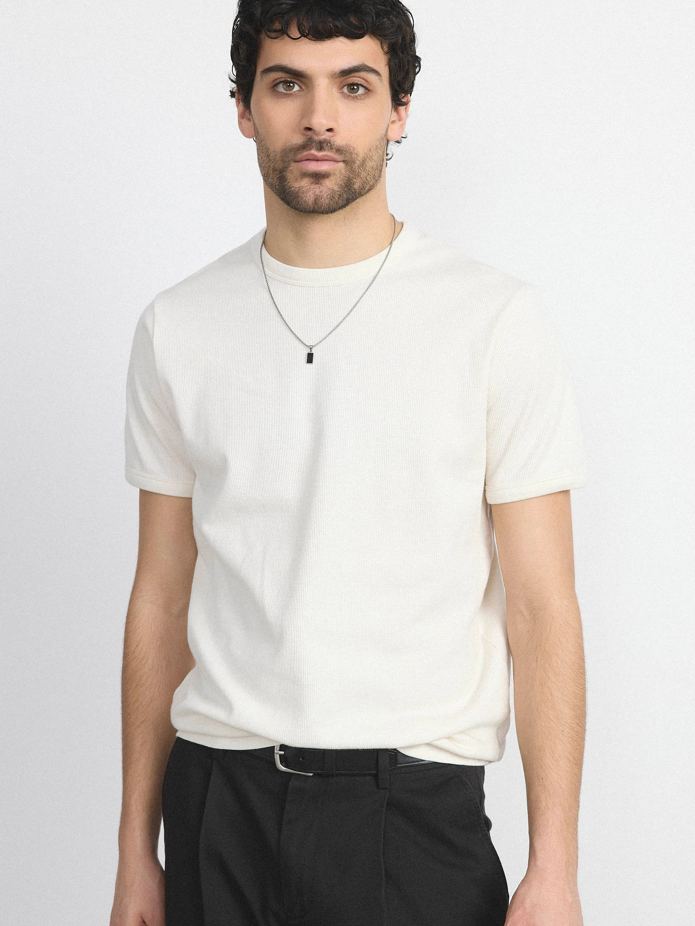 The Short Sleeve Ribbed T-Shirt in Cloud