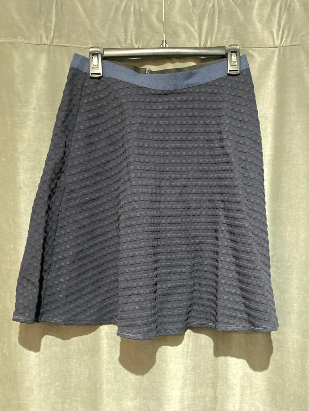 Theory Navy Stretch Knit A Line FLare Skirt
