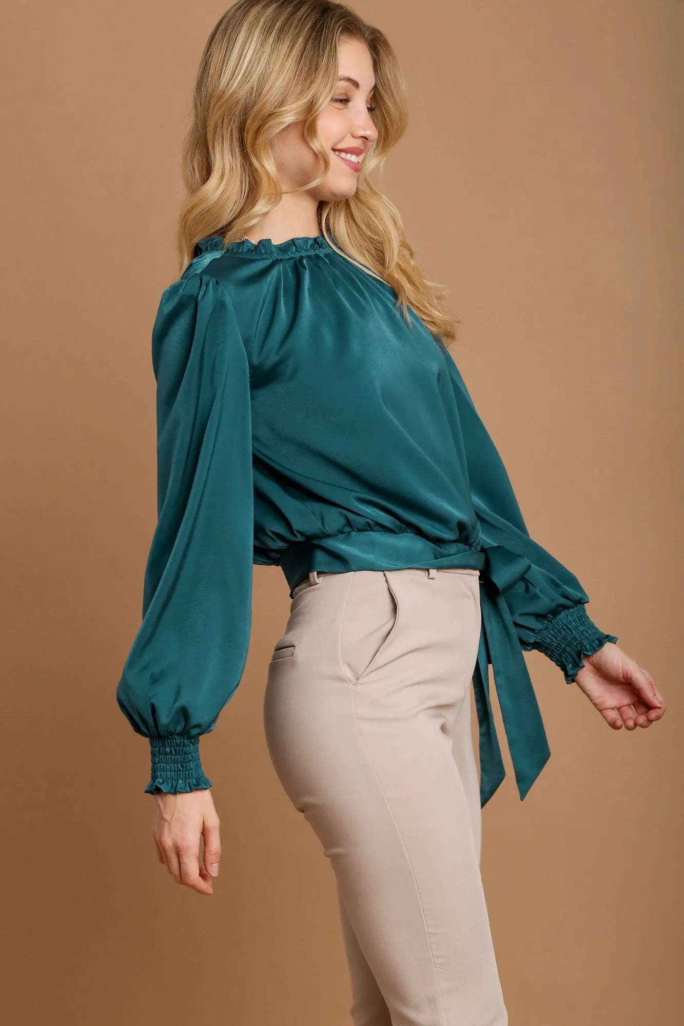 Tied Hem Long Sleeve Blouse