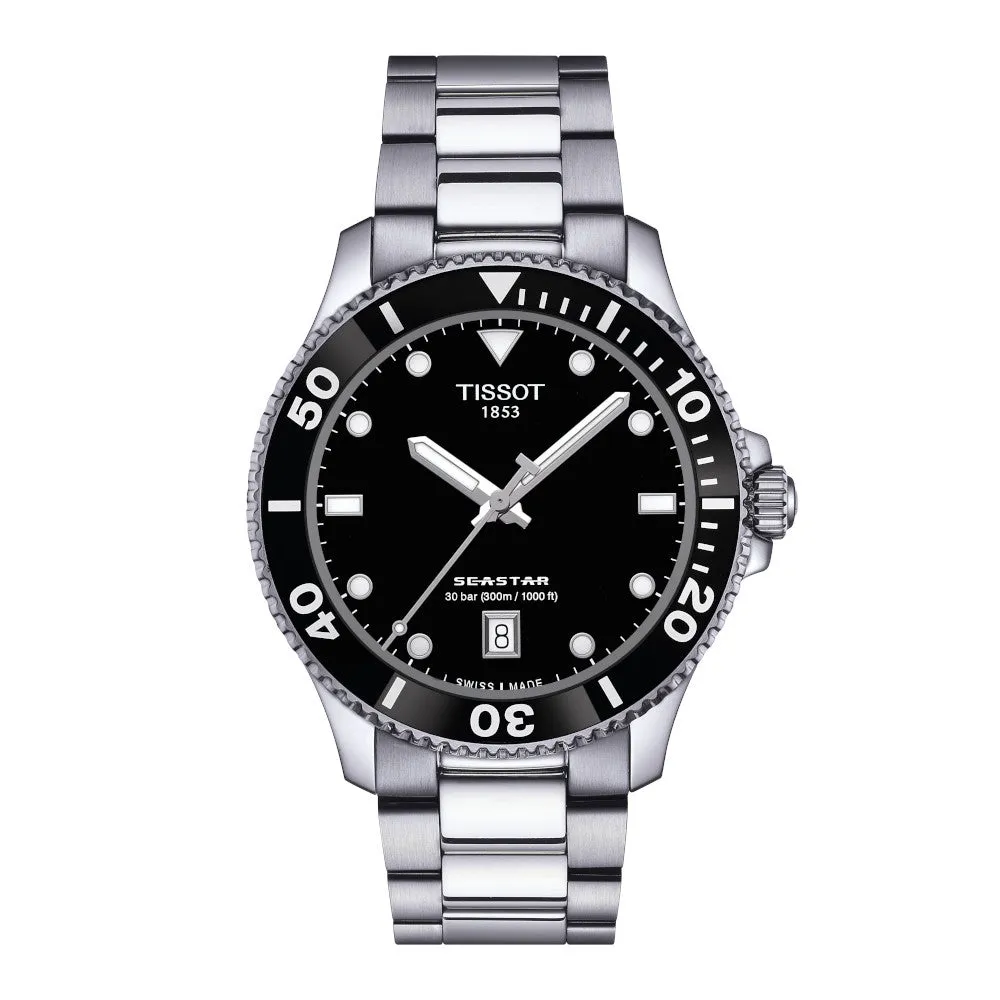 Tissot Seastar 1000 Mens Stainless Steel Black Dial Watch