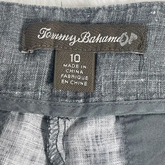 Tommy Bahama Grey 100% Linen Cuffed Shorts Sz 10