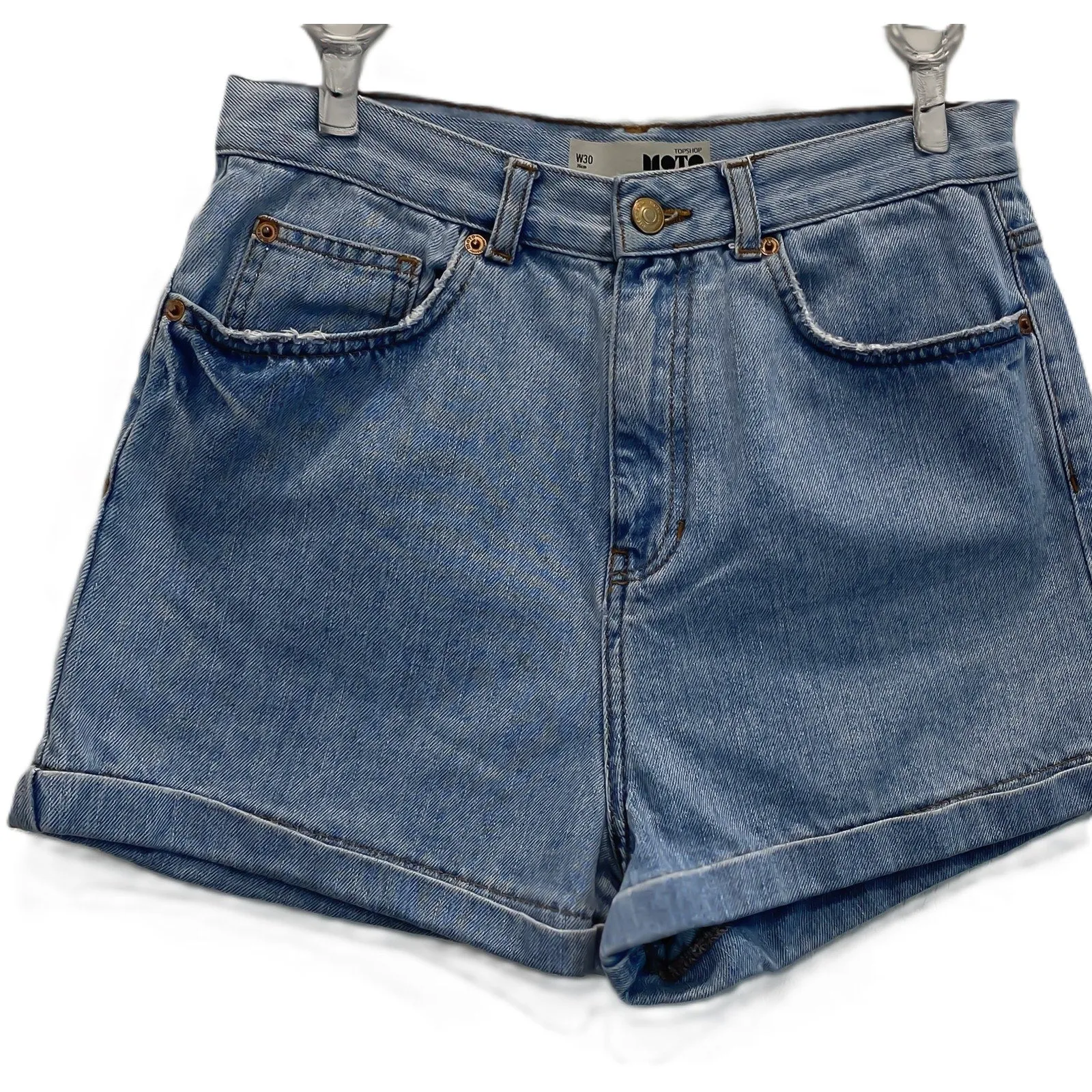 TOPSHOP High Waist Cuffed Denim Shorts‎ Size 30