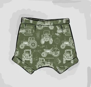 Tractor Blueprint Cuffed Shorts