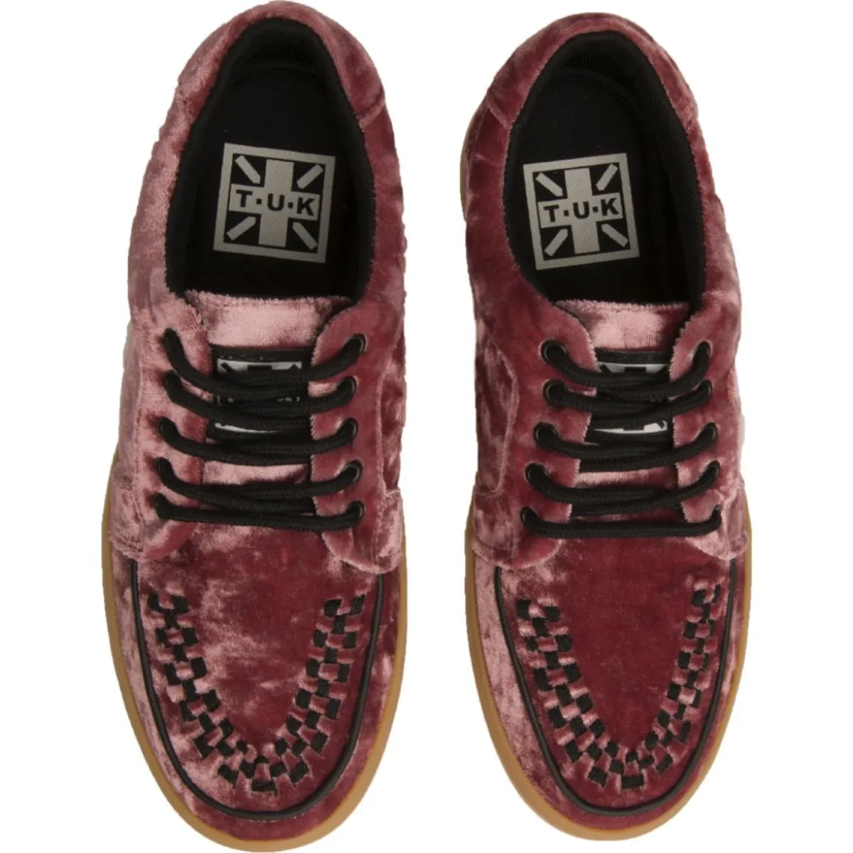 T.U.K for Women: Rose Pink Velvet VLK Sneakers