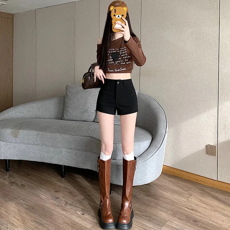Ultra Short Fitted Chino Shorts with Stretch for Women