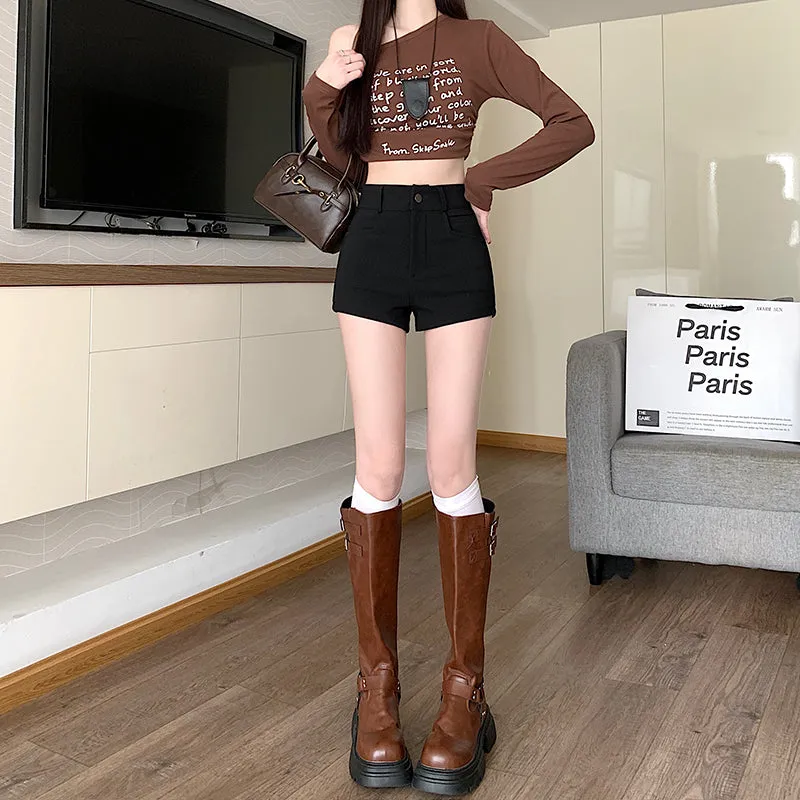 Ultra Short Fitted Chino Shorts with Stretch for Women