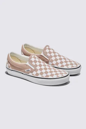 Vans Classic Slip-On Checkboard Shoes for Women in Warm Taupe | VN000D6YE2V1