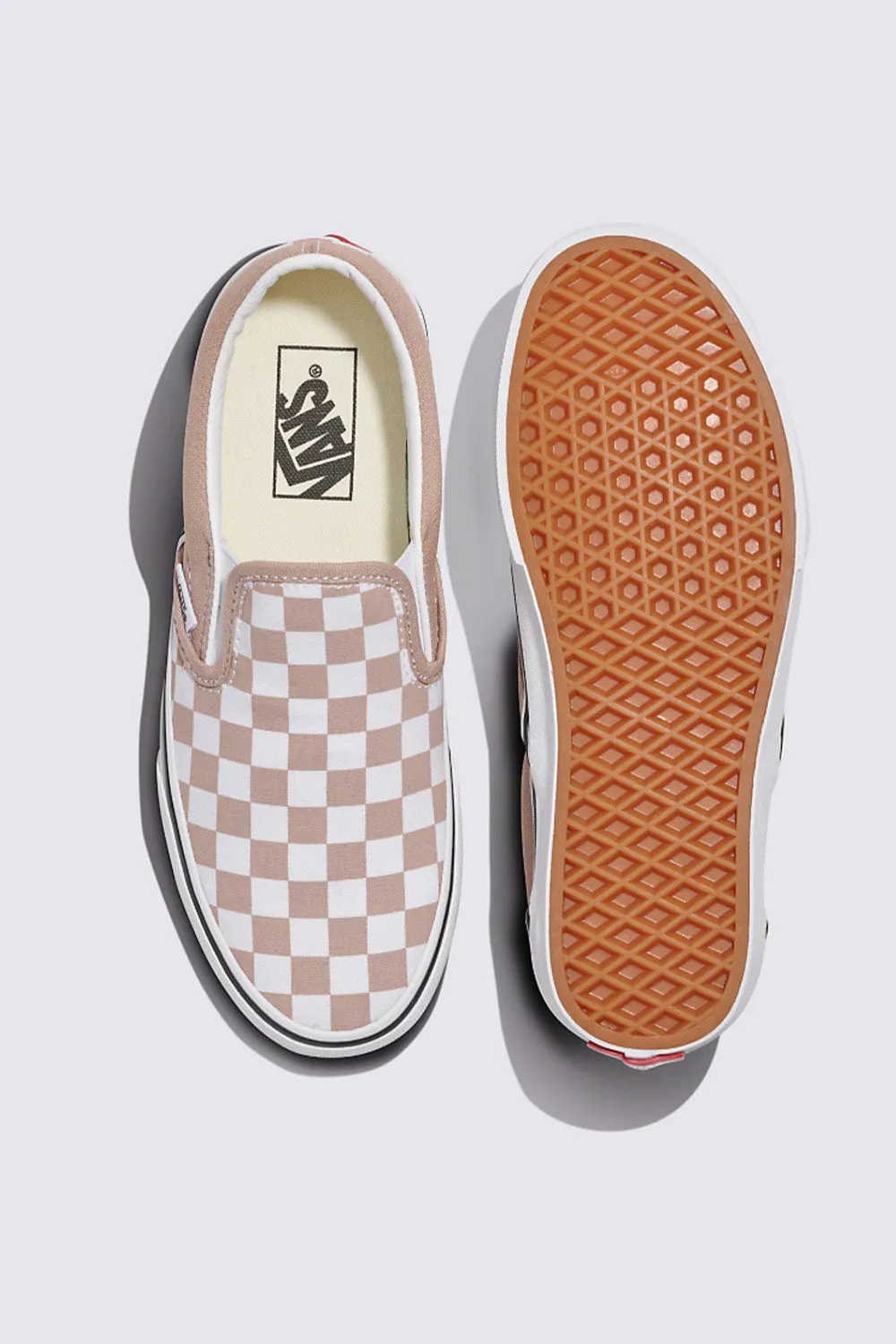 Vans Classic Slip-On Checkboard Shoes for Women in Warm Taupe | VN000D6YE2V1