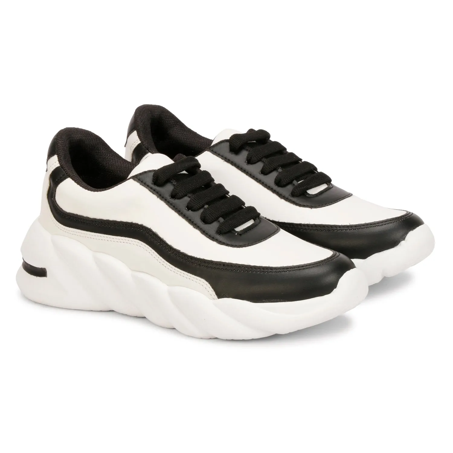Versatile & Fashionable 100% Vegan Leather Chunky Sole Sneakers