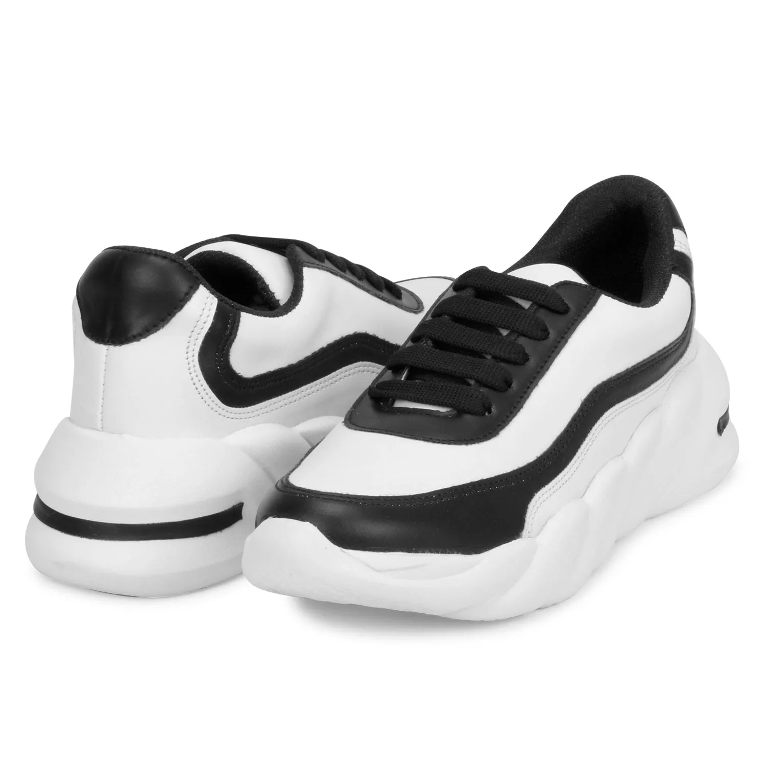 Versatile & Fashionable 100% Vegan Leather Chunky Sole Sneakers