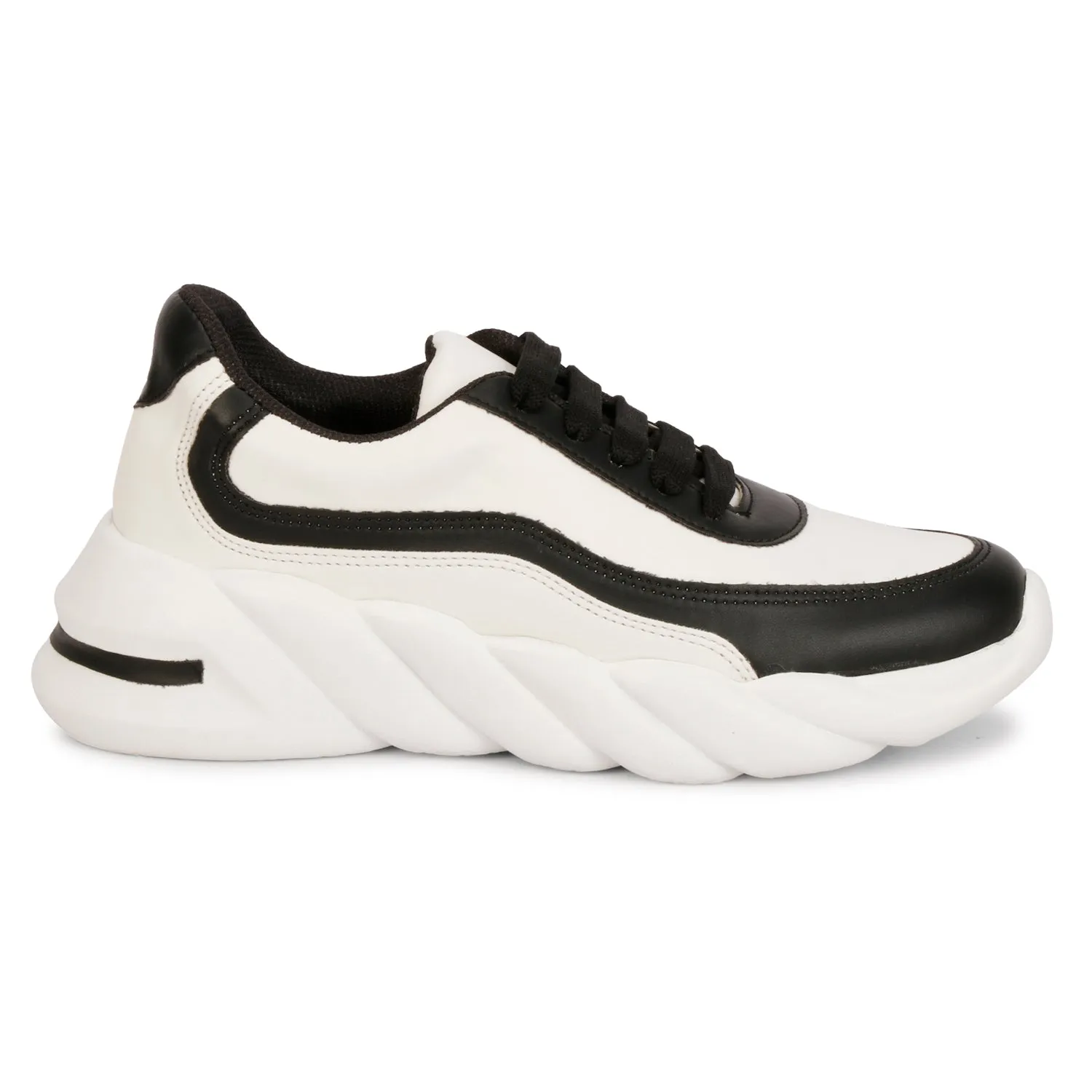 Versatile & Fashionable 100% Vegan Leather Chunky Sole Sneakers