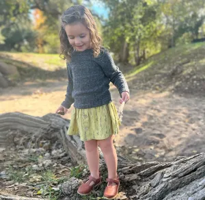 Vignette “Nikki” Ribbed Long Sleeved Tee in Charcoal: Size 8-16 Years