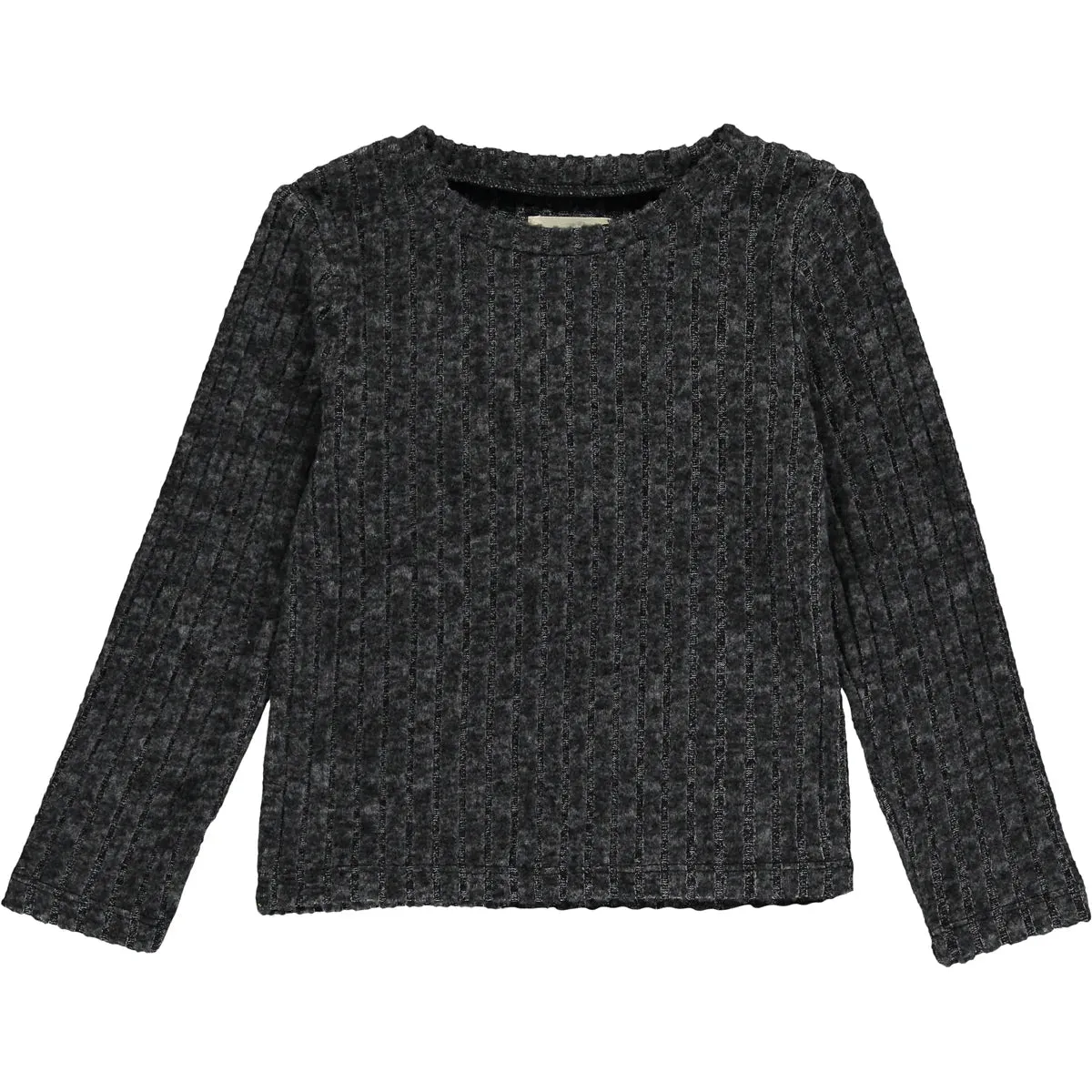 Vignette “Nikki” Ribbed Long Sleeved Tee in Charcoal: Size 8-16 Years