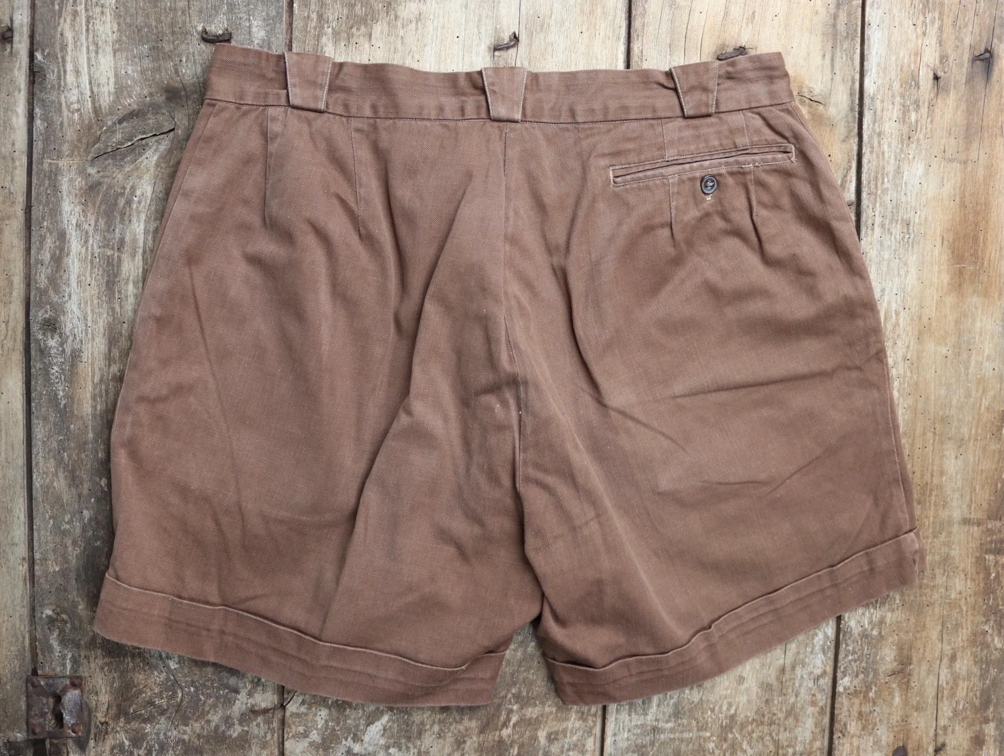 Vintage French cotton shorts - 1960s hiking - 33” x 5”