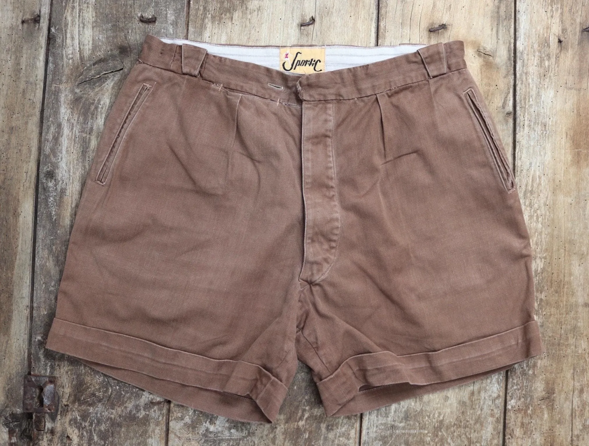 Vintage French cotton shorts - 1960s hiking - 33” x 5”