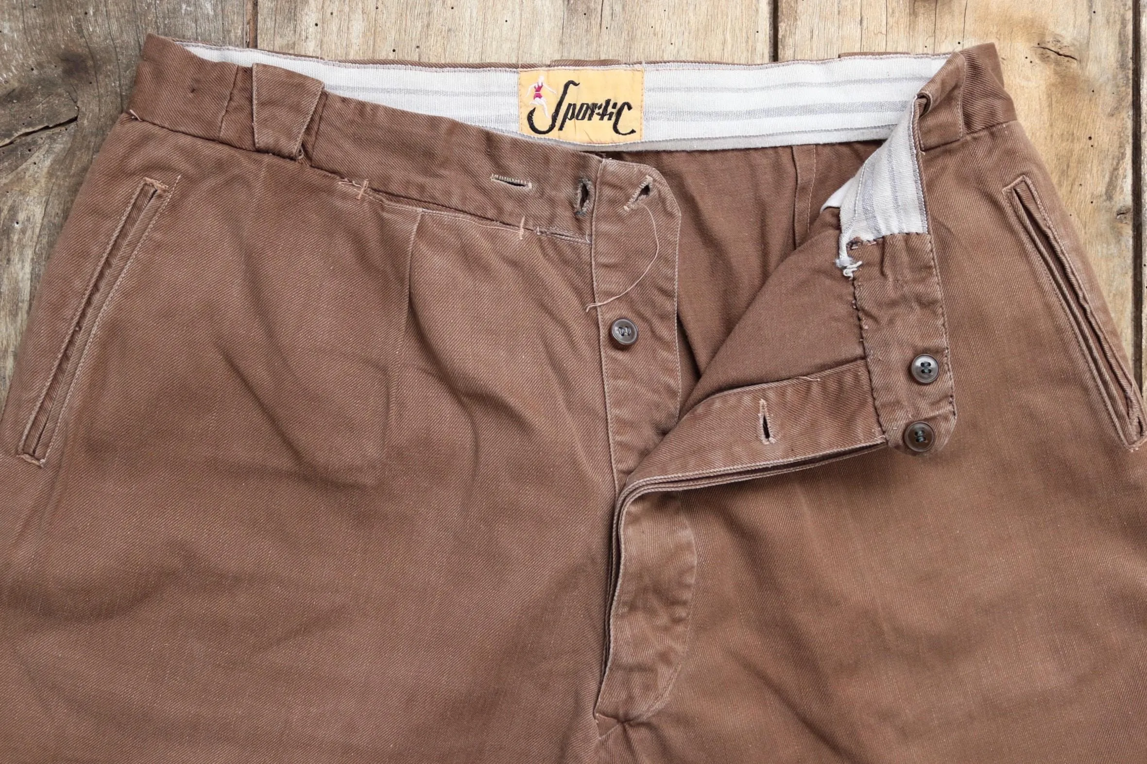 Vintage French cotton shorts - 1960s hiking - 33” x 5”