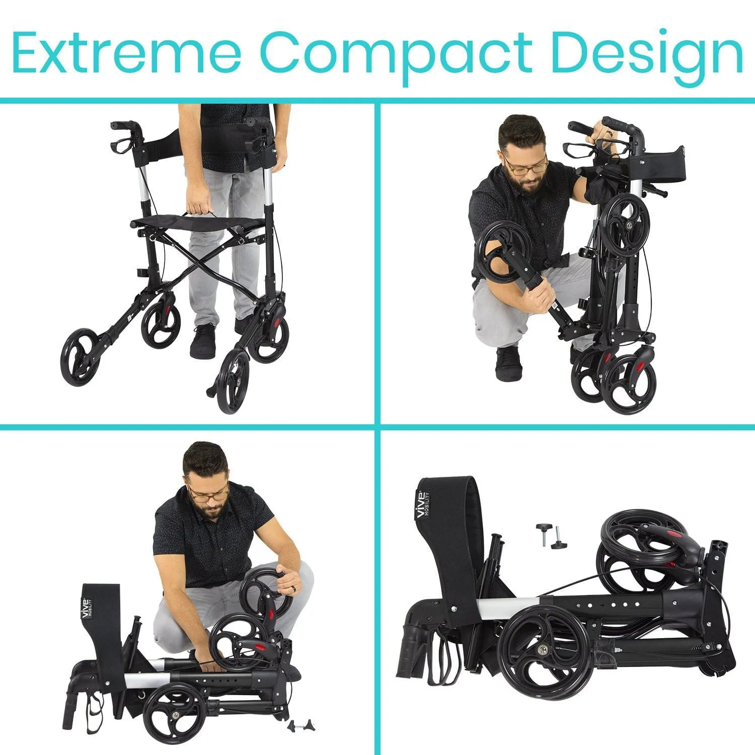Vive Mobility Walker Rollator - Lightweight Foldable Walking Transport
