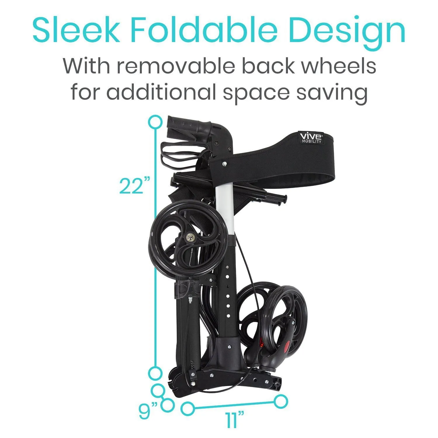 Vive Mobility Walker Rollator - Lightweight Foldable Walking Transport