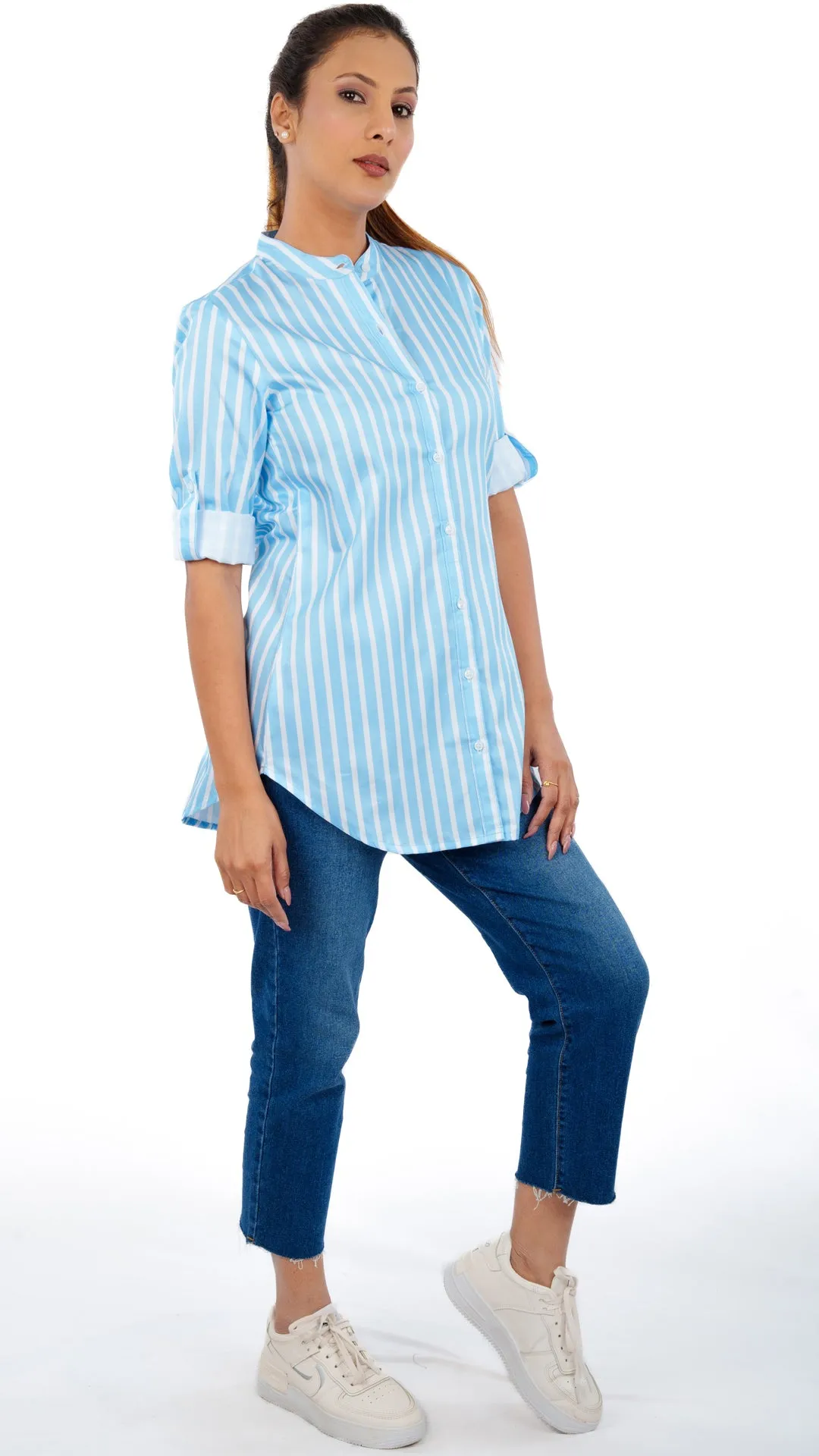 White Blue Stripe