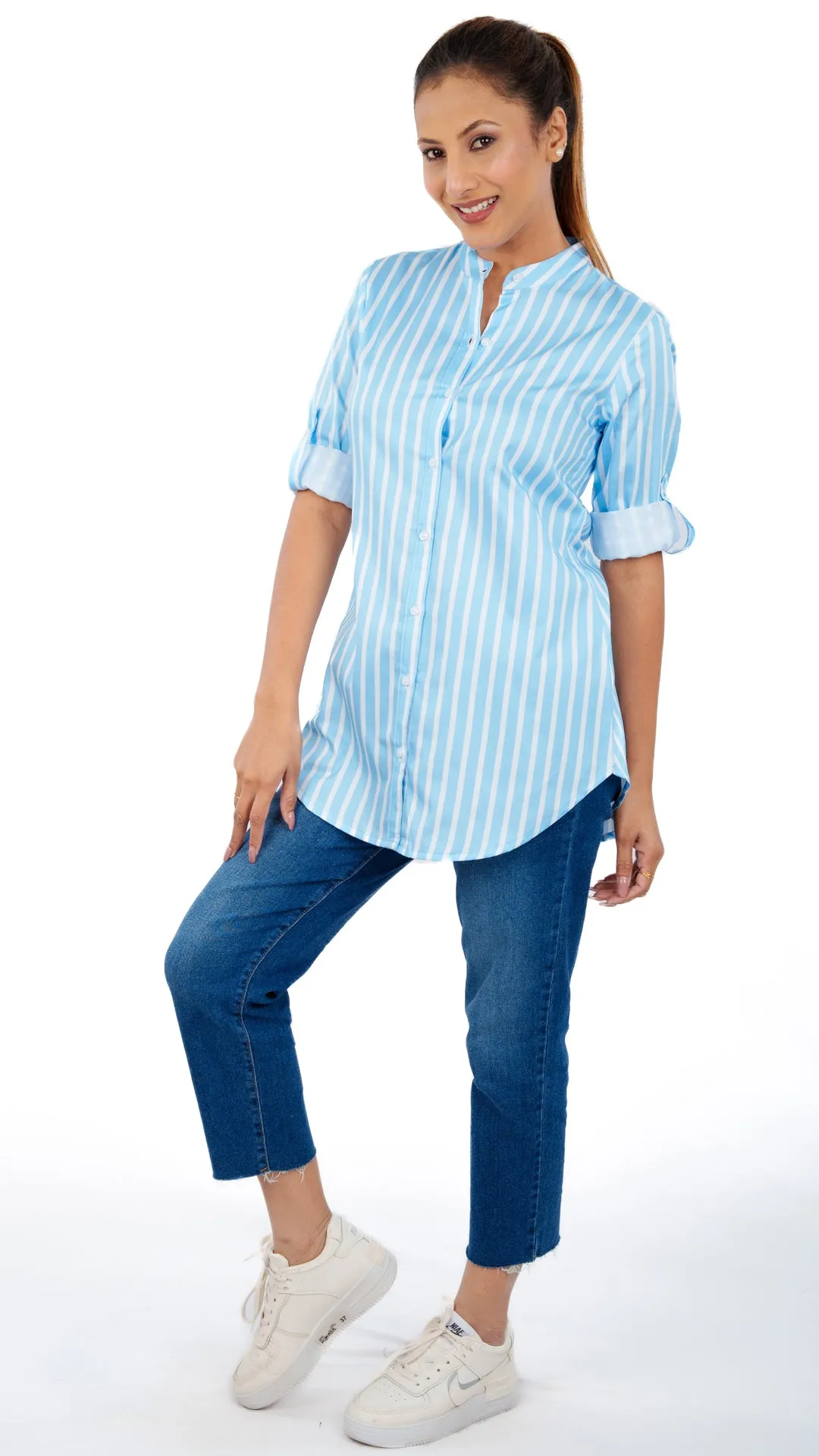 White Blue Stripe