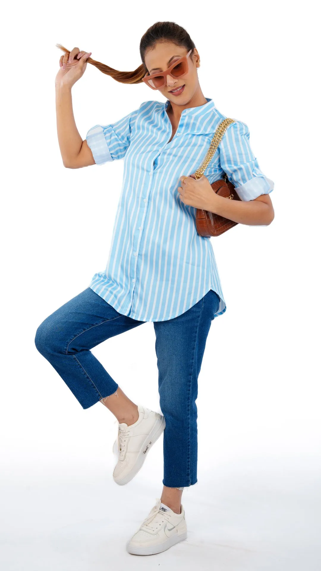 White Blue Stripe
