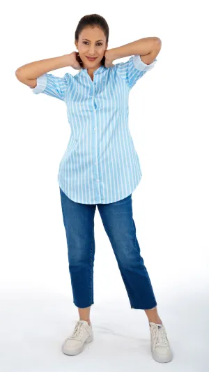 White Blue Stripe