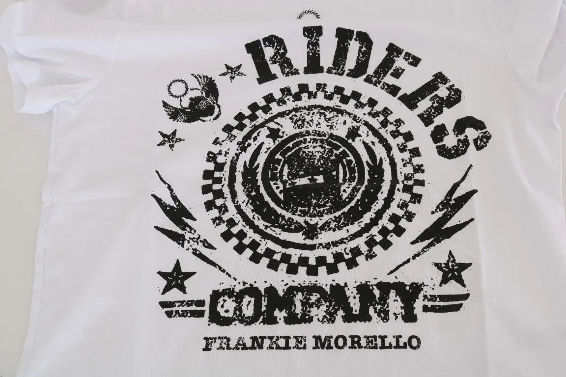 White Cotton RIDERS Crewneck T-Shirt