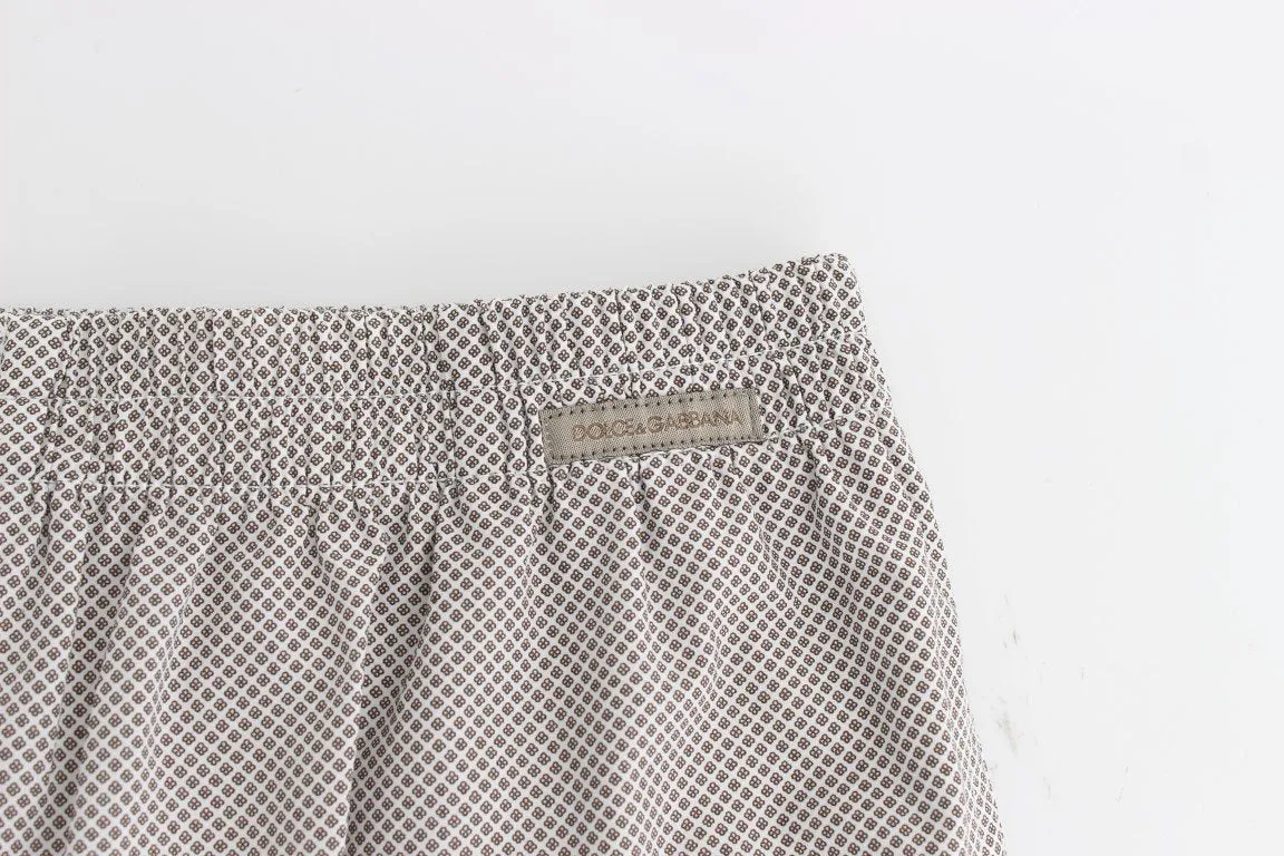 White Print Cotton Pajama Shorts