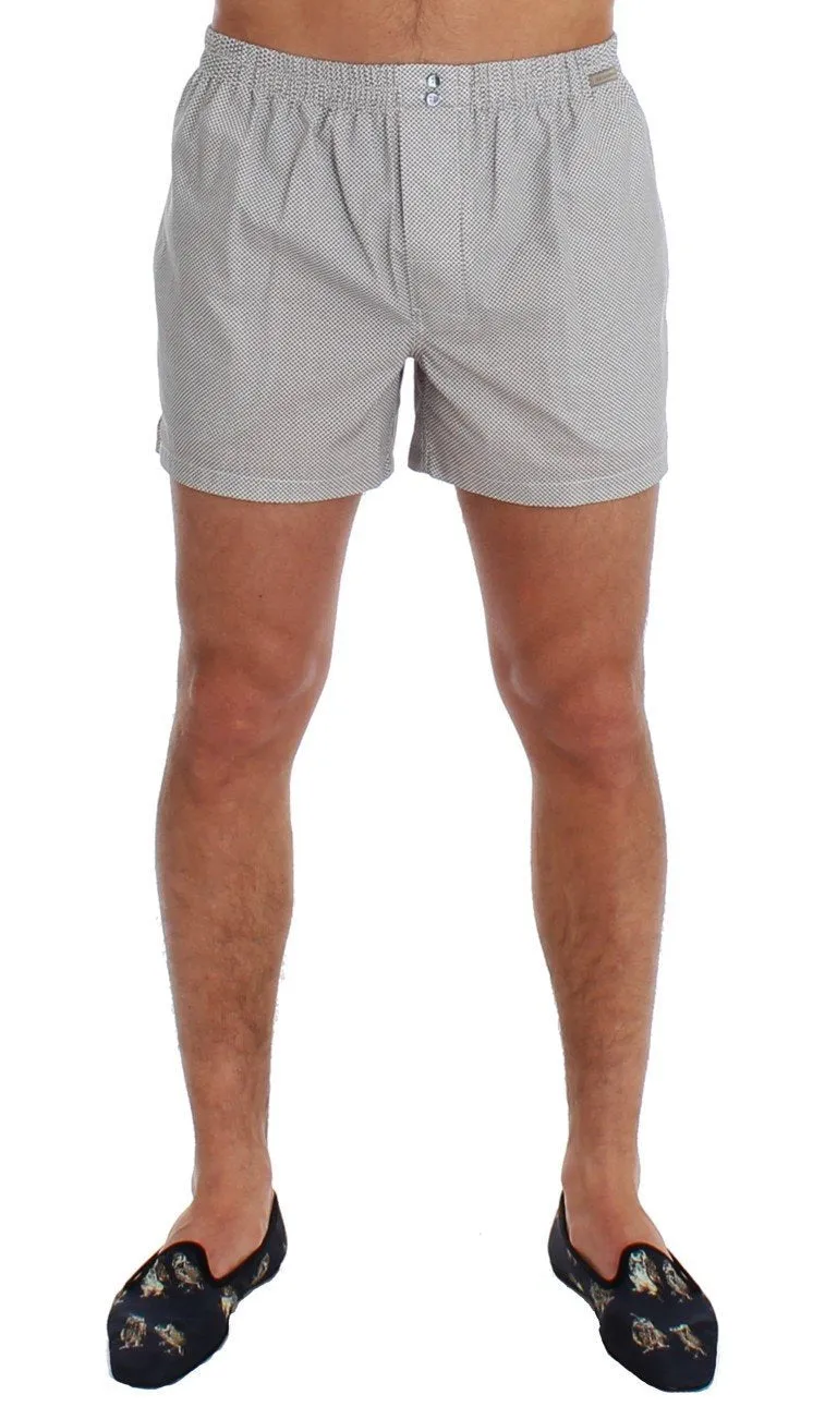 White Print Cotton Pajama Shorts