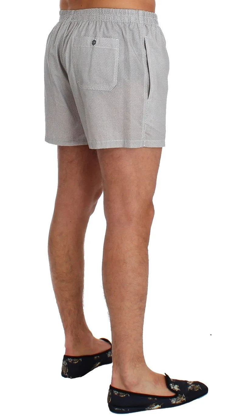 White Print Cotton Pajama Shorts