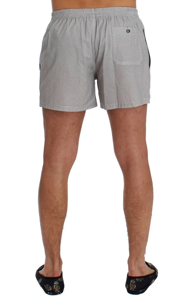 White Print Cotton Pajama Shorts