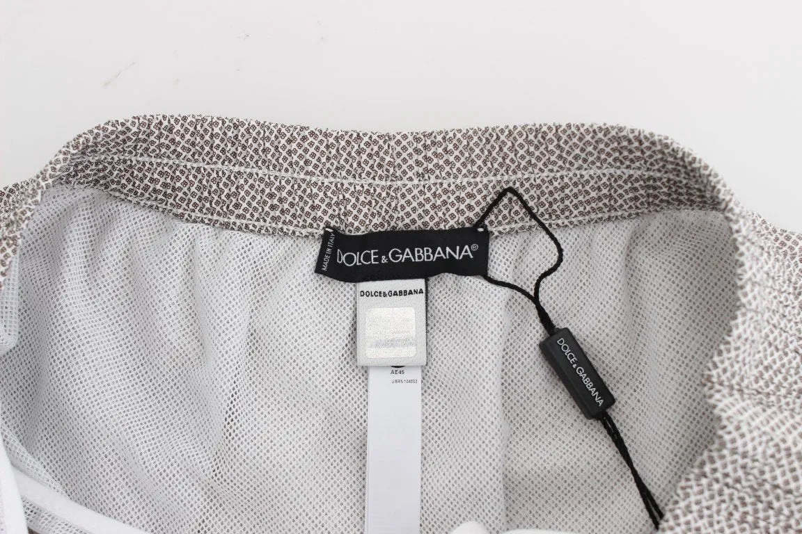 White Print Cotton Pajama Shorts