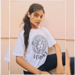White Varsaacy Cotton Printed T-Shirt For Women