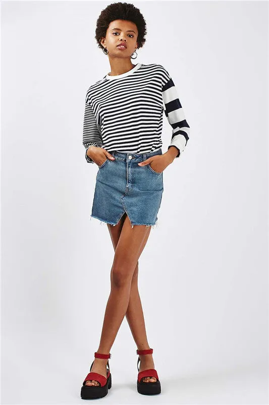 Women Casual Denim Skirt Washed A-lineskirt Jean Short Skirt
