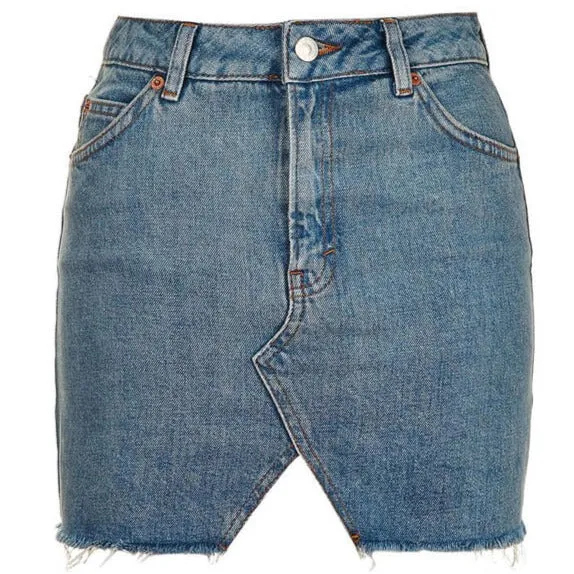 Women Casual Denim Skirt Washed A-lineskirt Jean Short Skirt