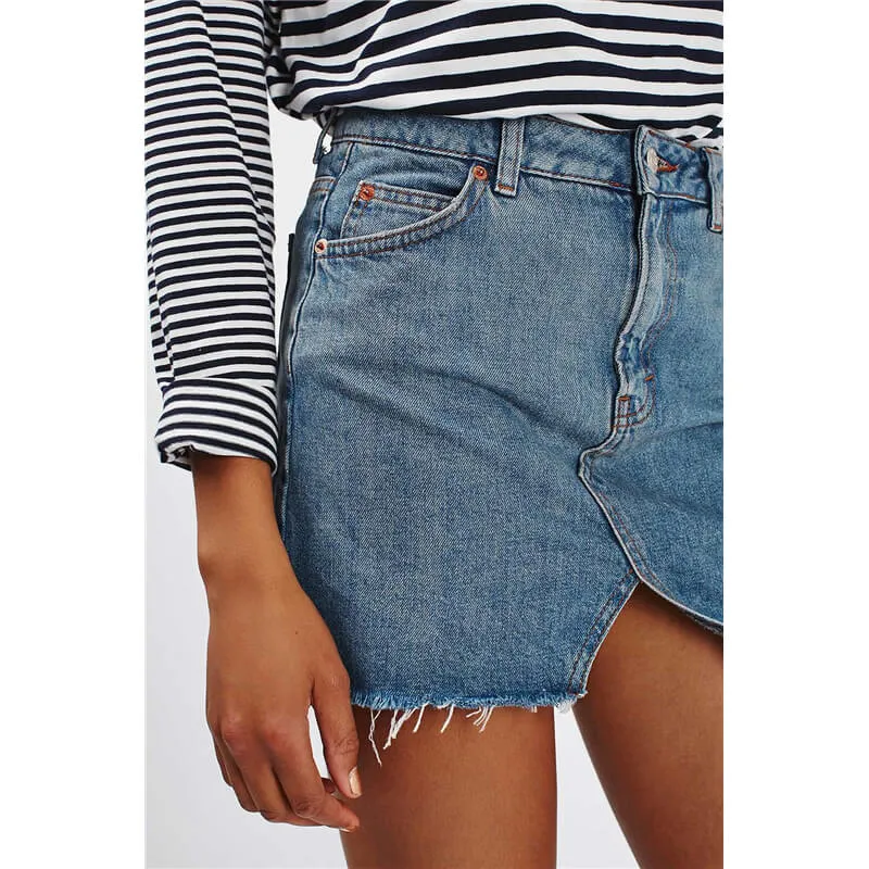 Women Casual Denim Skirt Washed A-lineskirt Jean Short Skirt