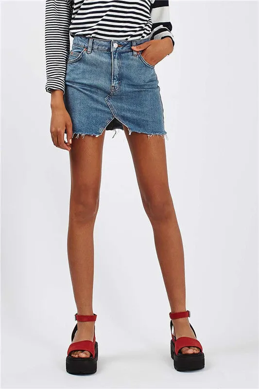 Women Casual Denim Skirt Washed A-lineskirt Jean Short Skirt