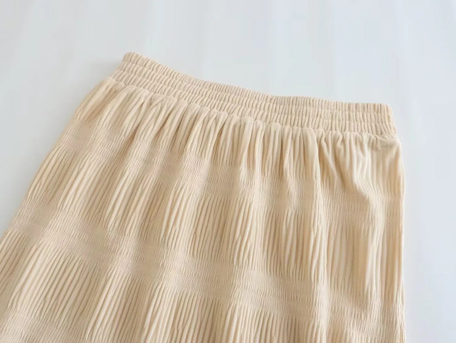 Women Smocked Elastic High-Rise Midi Skirt