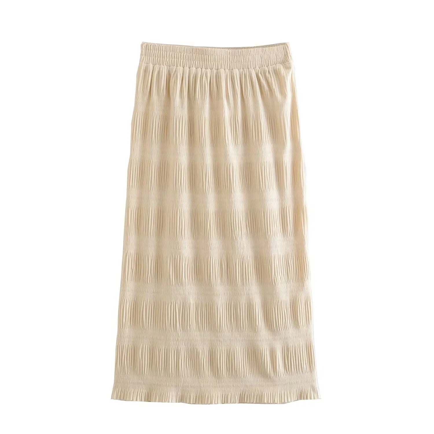 Women Smocked Elastic High-Rise Midi Skirt