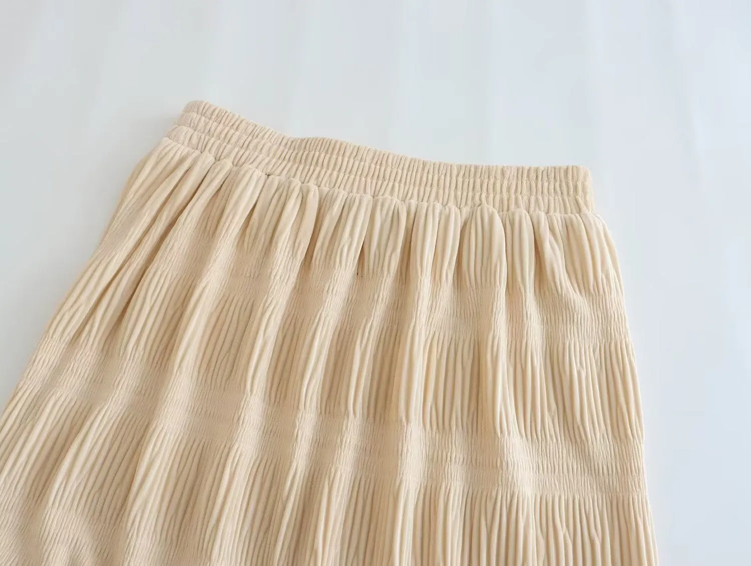 Women Smocked Elastic High-Rise Midi Skirt