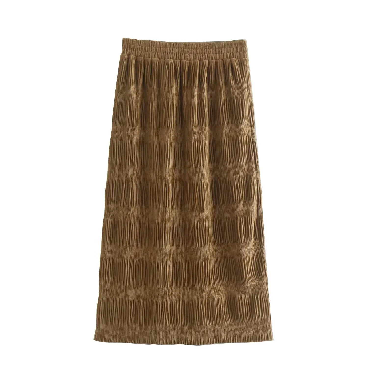 Women Smocked Elastic High-Rise Midi Skirt