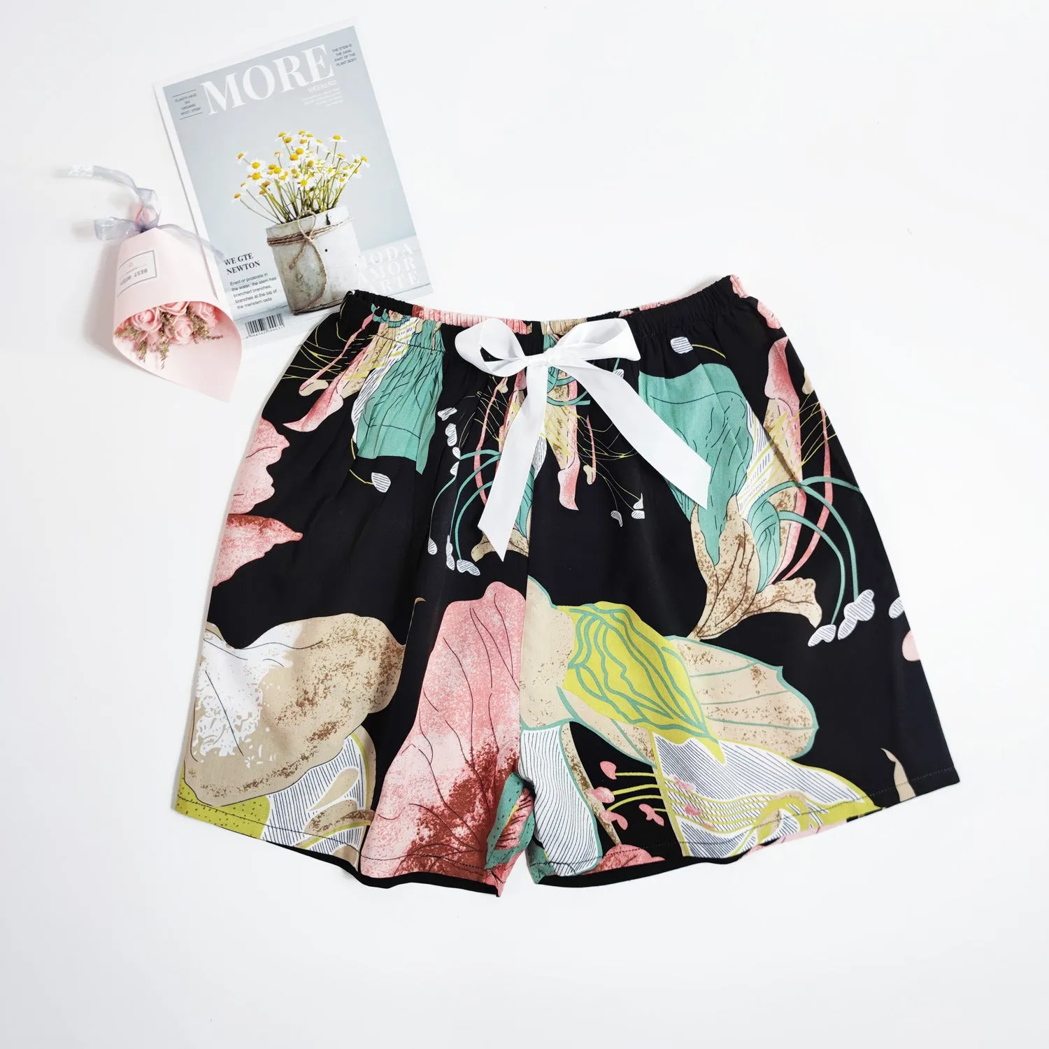 Women's Cotton Silk Shorts Plus Size Homewear Beach Pants